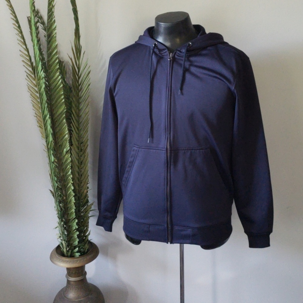 Champs navy long sleeve zip up hooded jacket